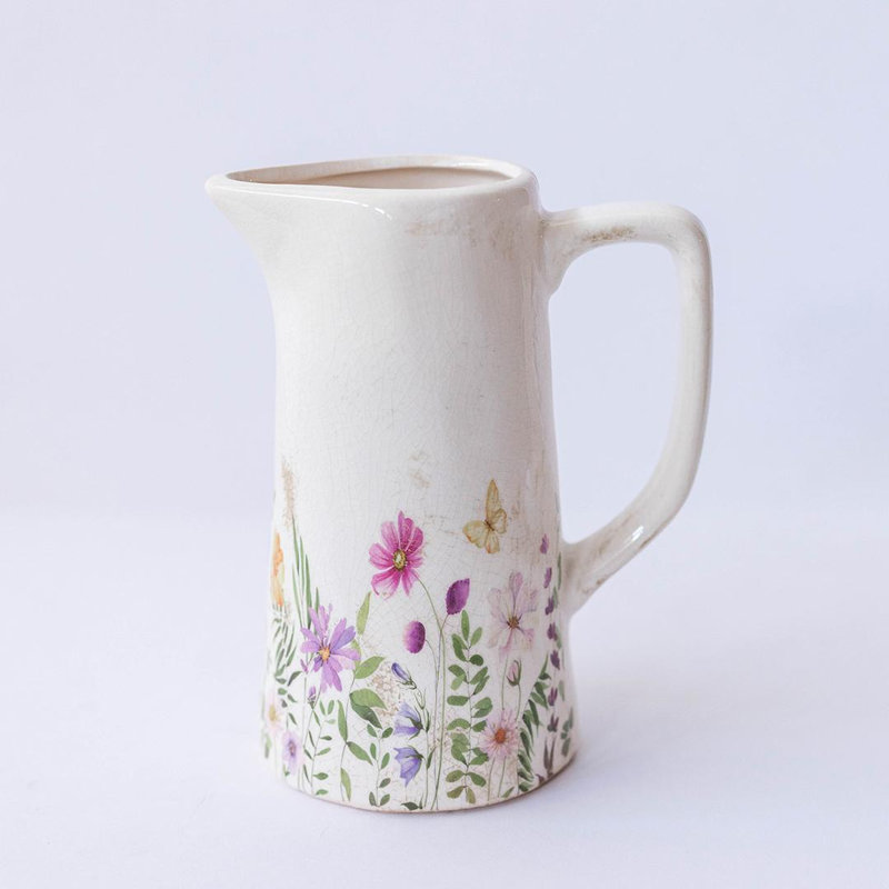 Pichet délicat à motif de fleurs sauvages