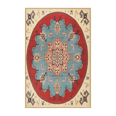 Tapis traditionnel rouge / bleu / beige Freja