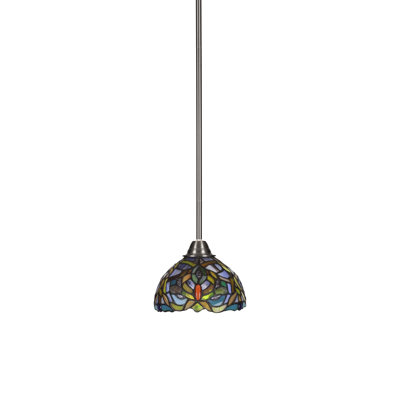 Luminaire suspendu Sloat Paramount, fini nickel brossé et verre d'art kaléidoscope de 7 po