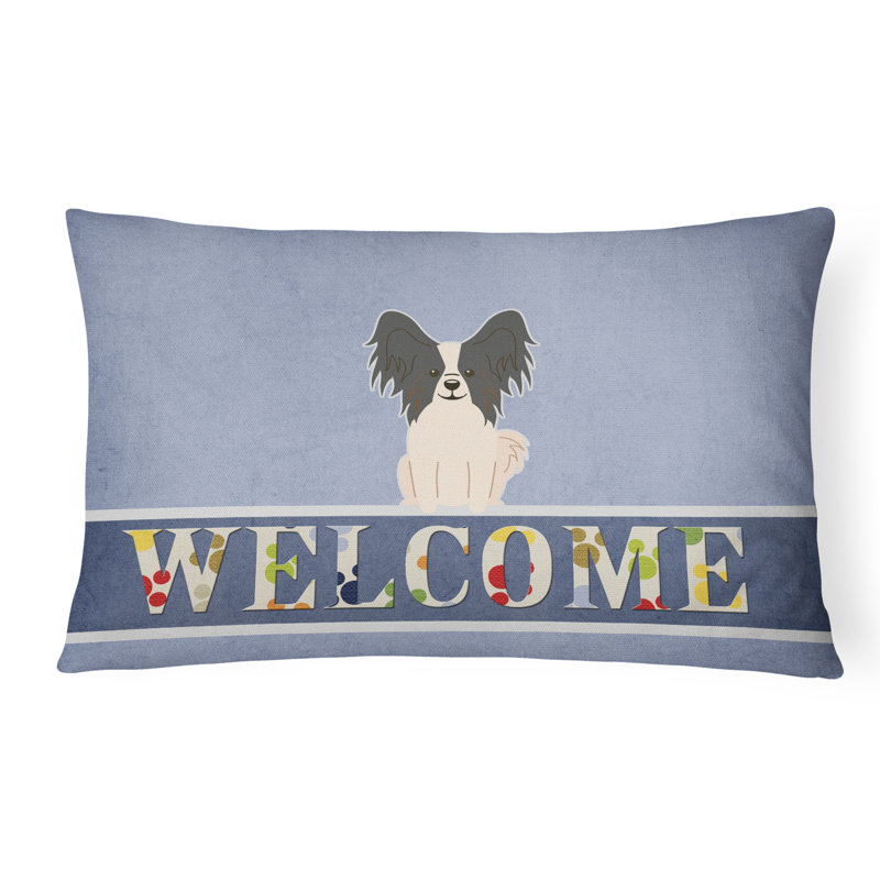  Coussin Papillon Welcome, Noir / blanc