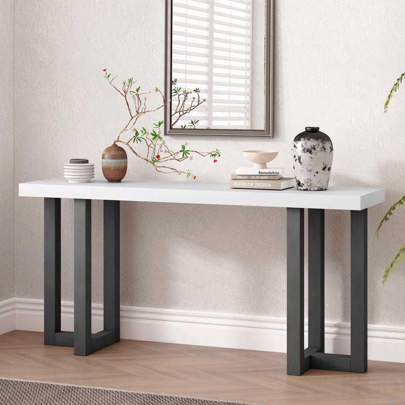 Console avec pieds en pin massif, Blanc