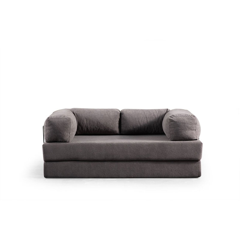 Canapé-lit moderne à 2 places, gris, 78,7 x 39,4 x 31,5 pouces | Structure entièrement en mousse avec 28 mousses en mousse à densité moyenne | 100% polyester, tissu nettoyable à sec | Conception convertible polyvalente, pieds en métal faciles à déplacer, parfaits pour les petits espaces