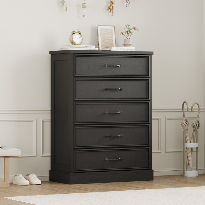 Commode 6 tiroirs avec rangement spacieux - Armoire autoportante pour le salon ou l'entrée, Noir