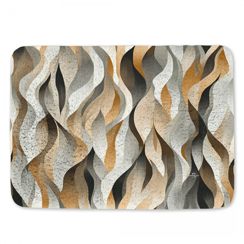 Motif de tapis de bain abstrait à motif de flammes abstrait éclectique, L 34 po x l 21 po