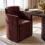 Fauteuil de salle à manger classique entièrement rembourré en chenille avec roulettes dissimulées-1637812641
