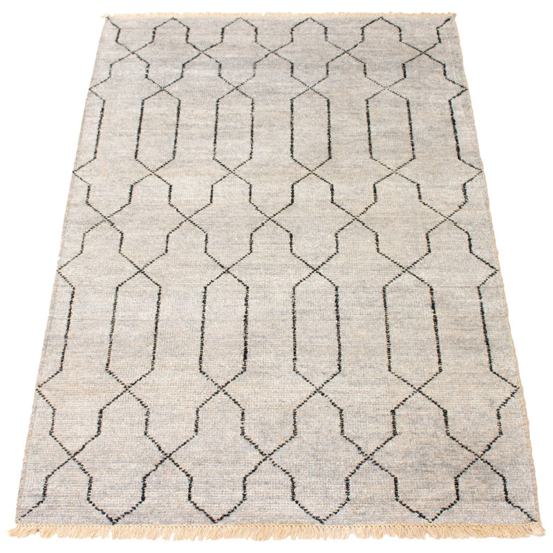 Tapis unique en viscose noué à la main 5 pi 1 po x 7 pi 10 po nouvel âge Iobst
