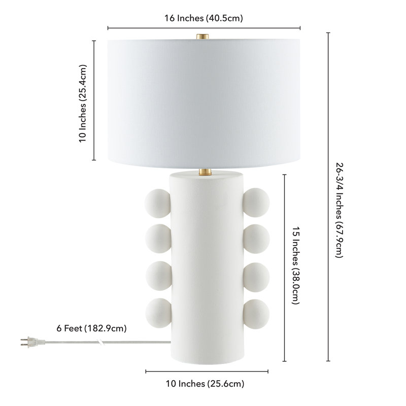 Izzey 27" Tall Ceramic Table Lamp with Fabric Shade, White