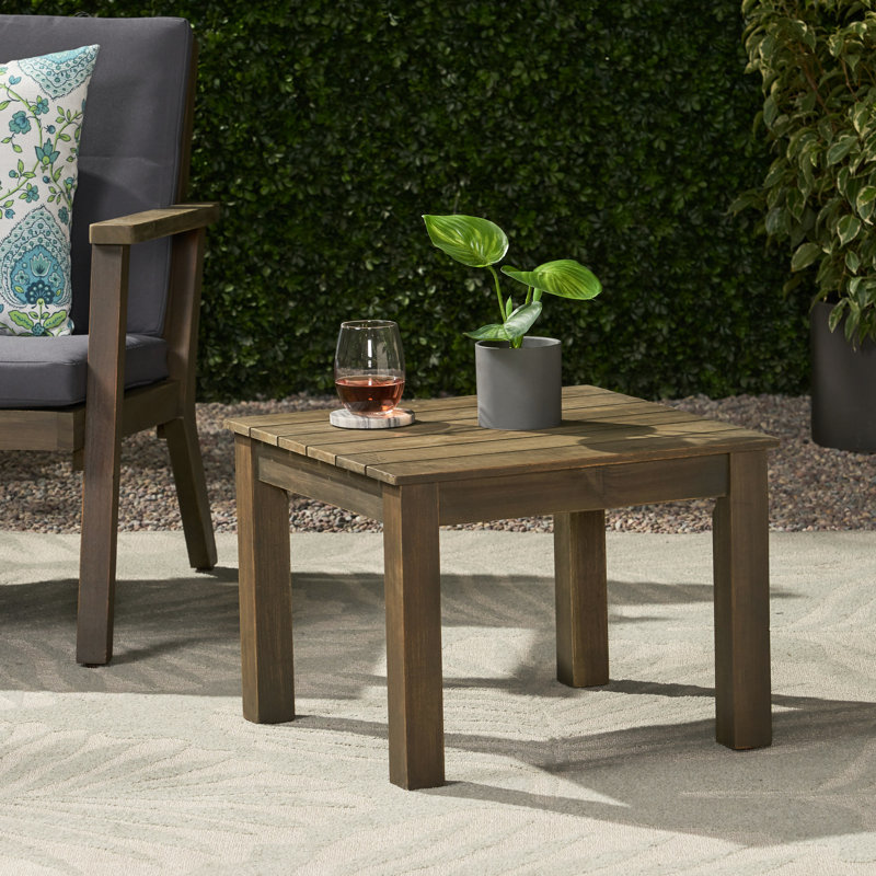 Table d'appoint en bois avec design à lattes - gris, l 19,32 po x P 19,32 po, H 15,03 po, Gris