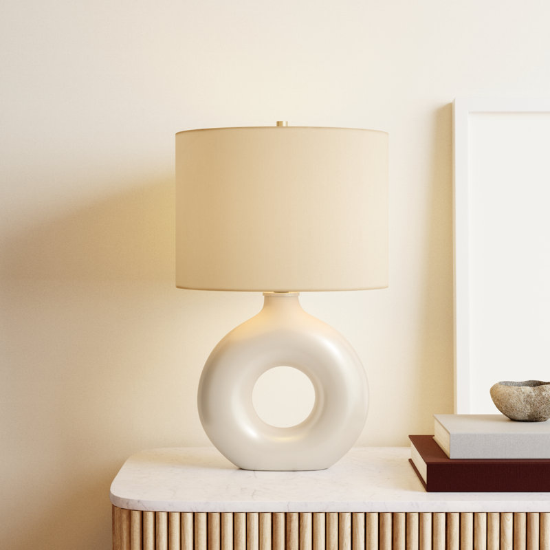 Roumel Ceramic Table Lamp, Cream