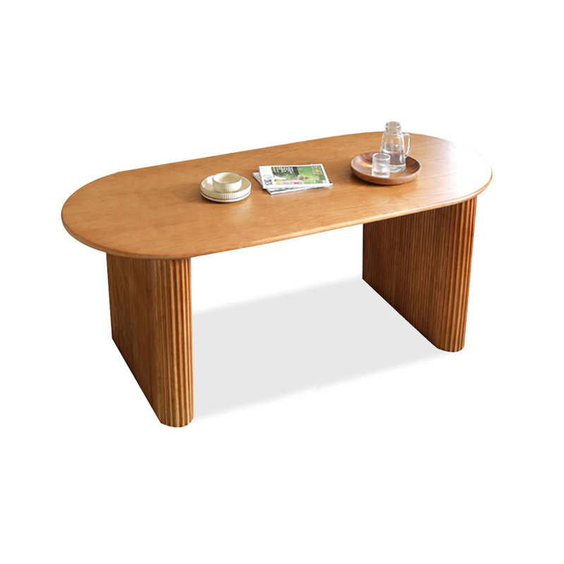 Table de salle à manger brune en bois massif ovale, H 29,53 po x L 78,74 po x l 31,5 po