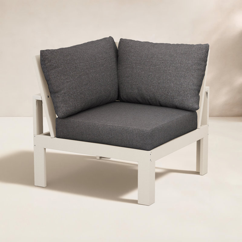 Chaise de coin modulaire POLYWOOD® Edge, Sable, Revolution® gris anthracite cendré