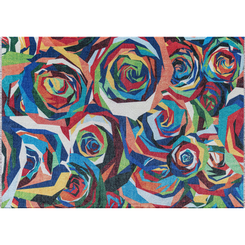 Maisie Abstract Coming Up Roses Area Rug, Runner  2'7" x 8'