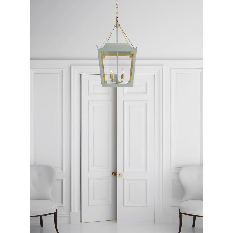 Julie Neill Caddo Medium Lantern, Celadon/Gold