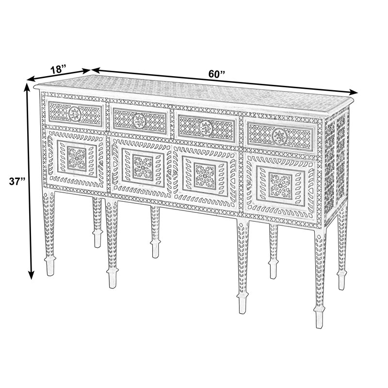 Manali 60 in. W Mother of Pearl and Wood Console Table