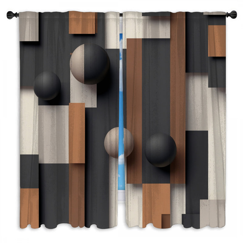 Rideaux abstraits et transparents à motif géométrique de formes géométriques - 2 panneaux, 20 po x 50 po - 2 panneaux