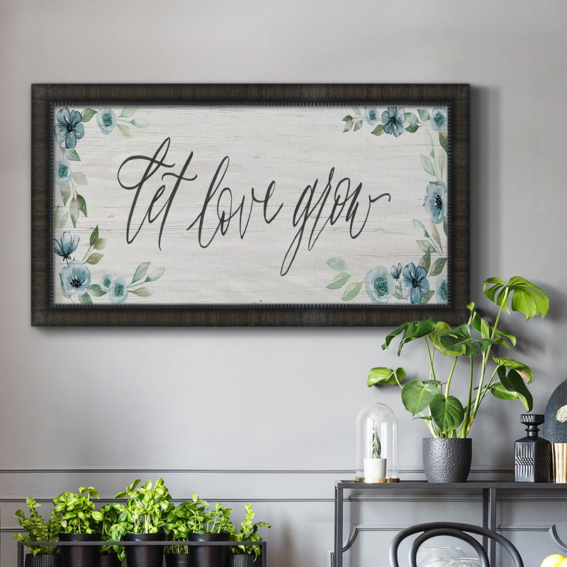 «Let Love Grown», toile encadrée de qualité supérieure - prête à être accrochée, H 21 po x l 37 po x P 1 po, Noir