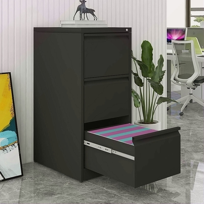 3 Drawer File Cabinet With Lock,two Drawer Filing Cabinet,vertical Metal File Cabinet For Home Office Organizer Storage Cabinet Fit Letter/a4/legal Size File
