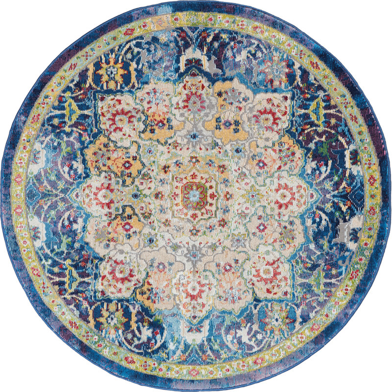 Tapis bleu d'inspiration persane Raymond, Rectangle 2 pi x 4 pi