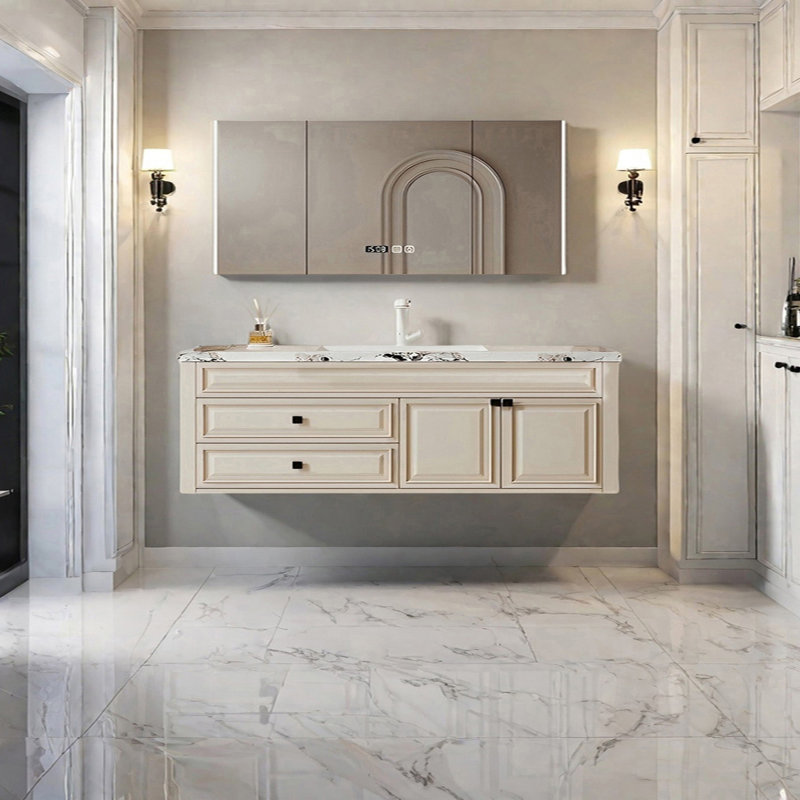 Armoire de salle de bain style français, Beige, 71"