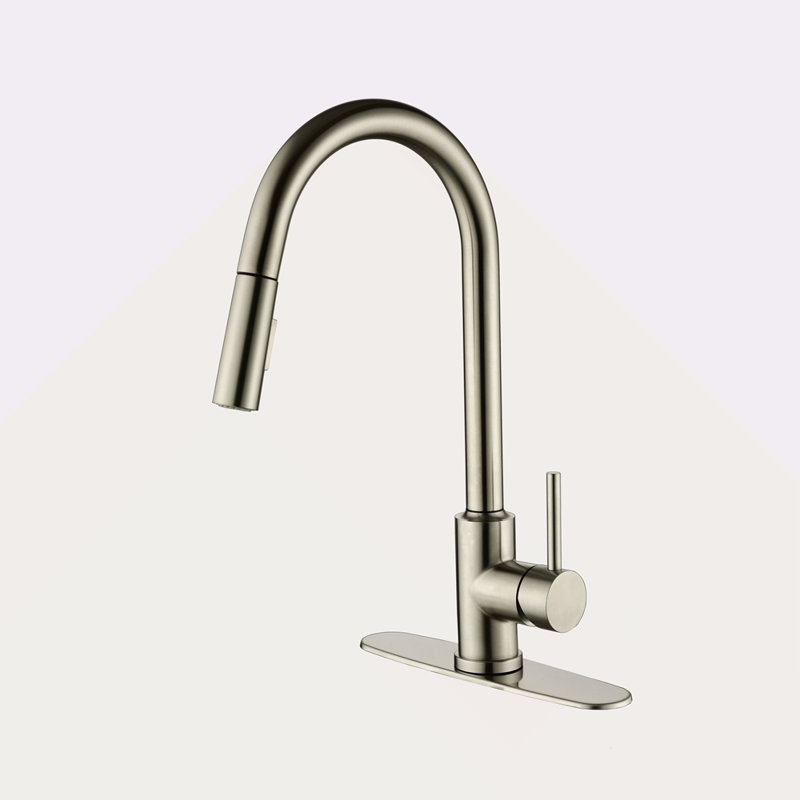 Robinet de cuisine avec douchette extractible, Nickel brossé