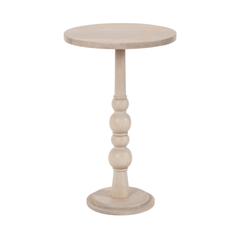 Wooden Round Side Table, White