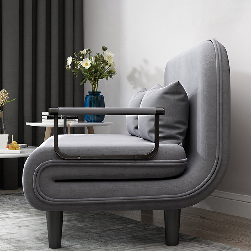 Méridienne convertible grise - revêtement doux, support en métal robuste