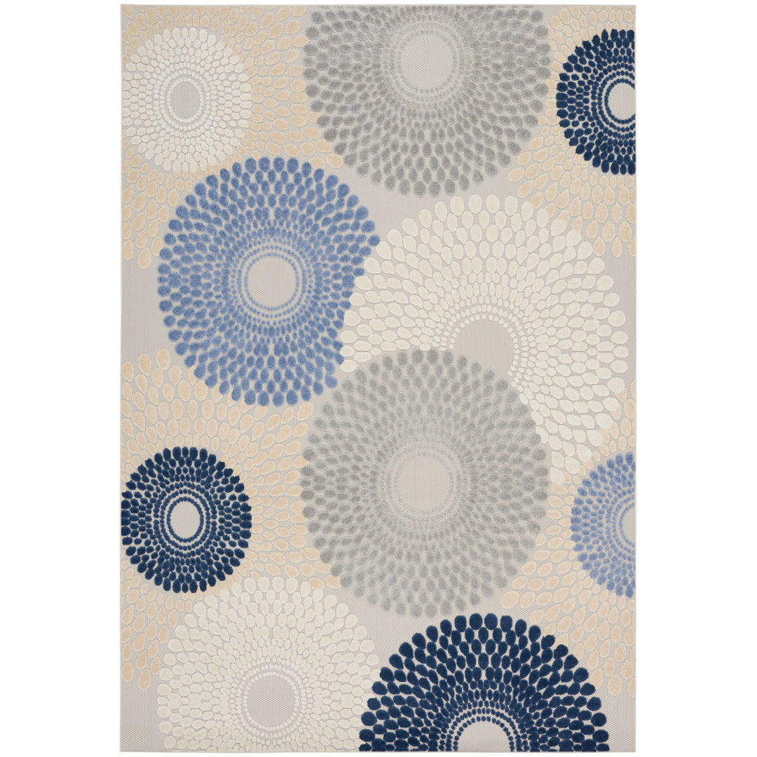 Aloha Geometric Blue/Grey Indoor/Outdoor Area Rug Red Barrel Studio® Rug 