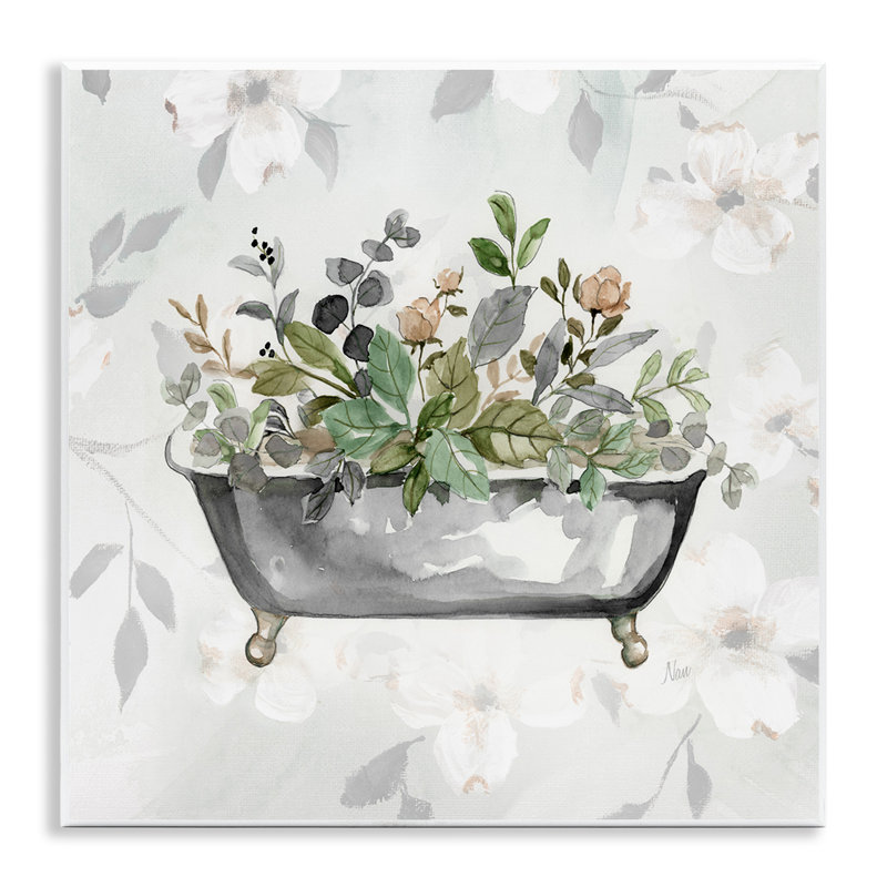 Leaf Patterned Bath Wall Plaque Art by Nan