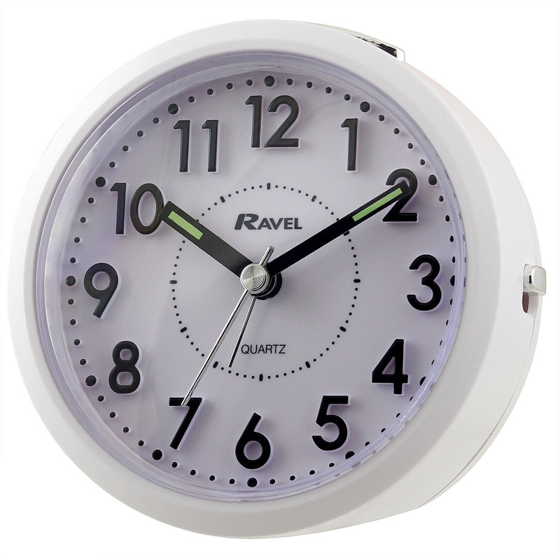 Quartz movement / Crystal Alarm Tabletop Clock, White