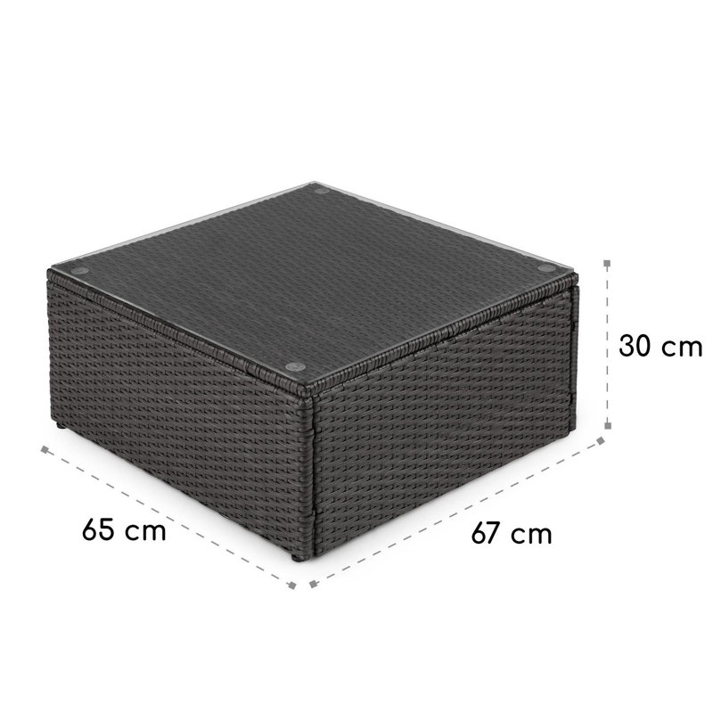 Theia Square Wicker Outdoor Coffee Table , 67cm cm W 65cm cm D, Black