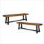 Ensemble de 2 bancs de rangement d'extérieur 2 places, banc d'extérieur rustique en bois d'acacia massif avec finition noir mat