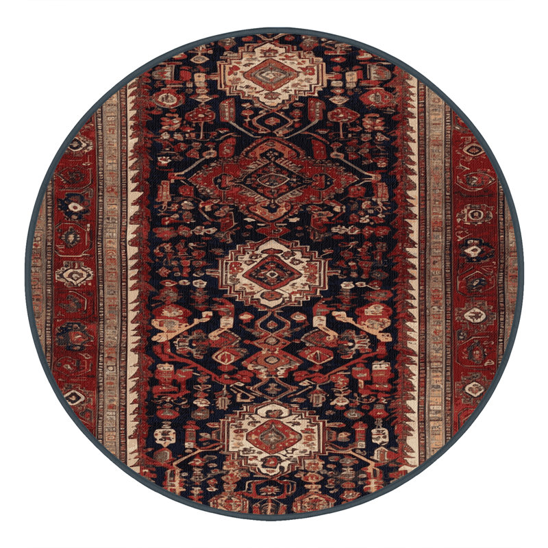 Machine Washable Persian Brown Area Rug, Round 3'