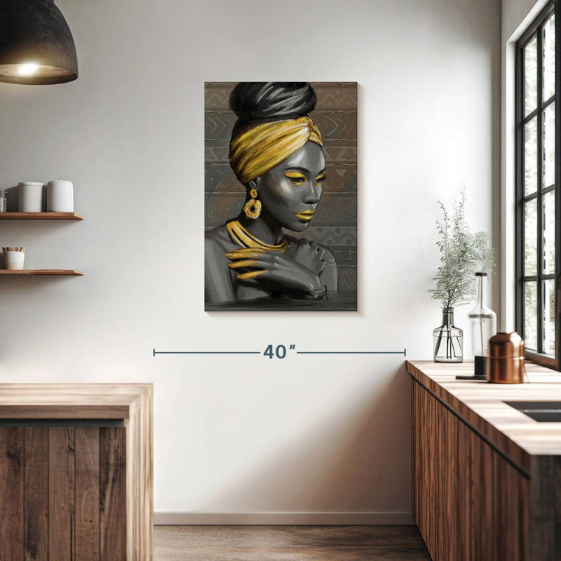 Leisha, beauté tribale dorée, H 36 po x l 24 po