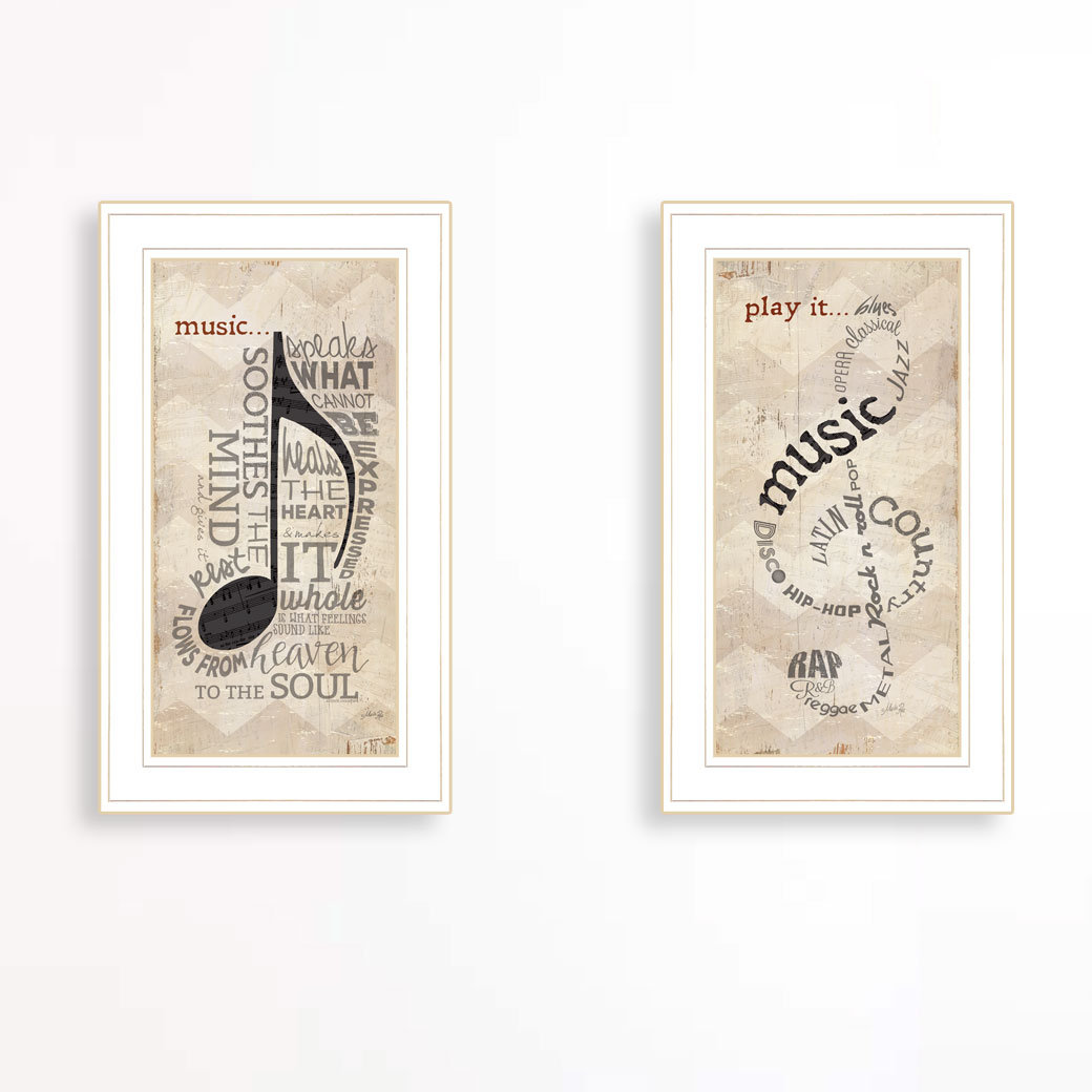 Music 2-Piece Vignette Framed Wall Art for Living Room, Home Wall Decor by Marla Rae Red Barrel Studio® Frame 