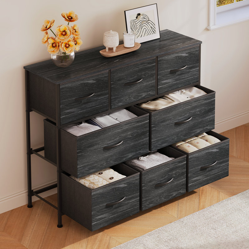  Commode 8 tiroirs Chaseburg pour chambre à coucher, commode meuble télé 32 "à 43" avec grand tiroir de rangement, commode avec cadre robuste pour le salon, vestibule