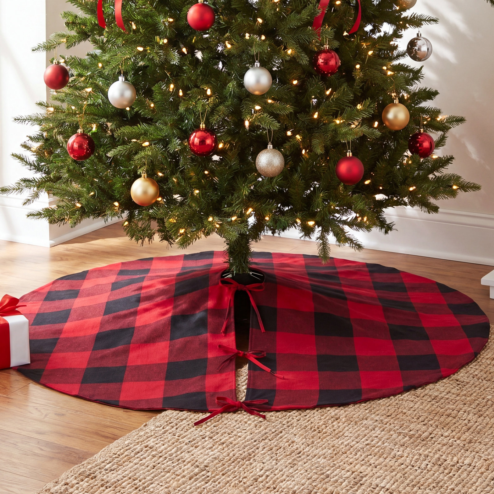 Swish Tree Skirt, Red/Black, 53"