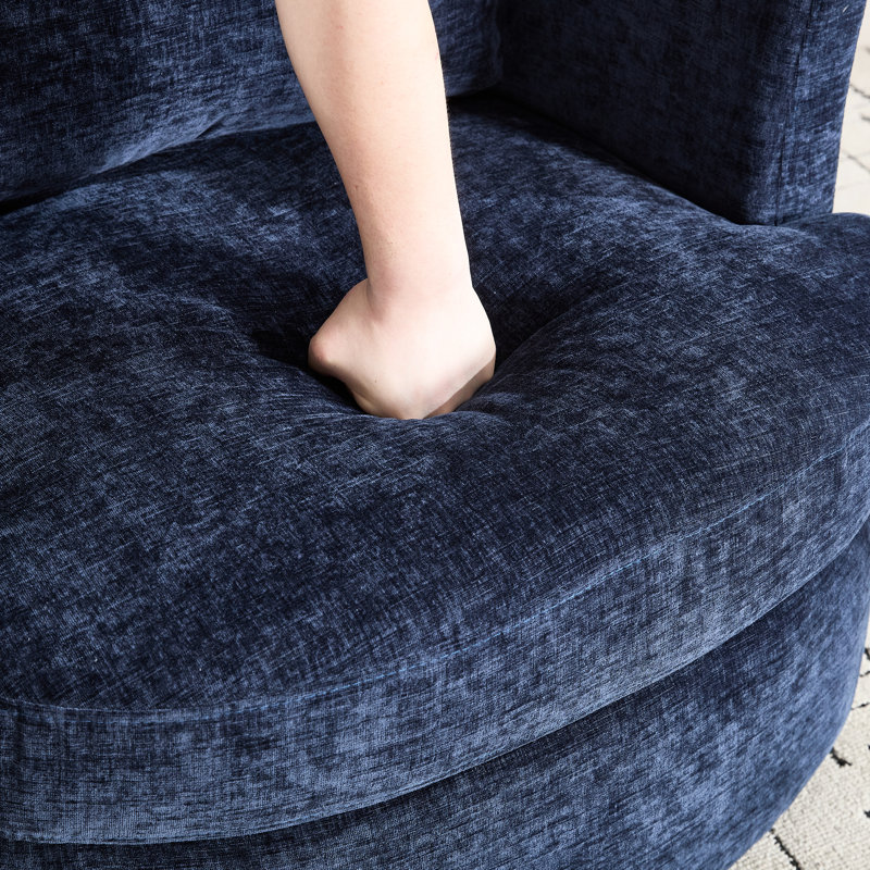 Fauteuil pivotant bleu à 360 degrés, siège en tissu chenille, siège respirant, conception respirante, base, installation simple, parfait pour l'ambiance de bureau, dimensions de 31,66 po, 59,54 po