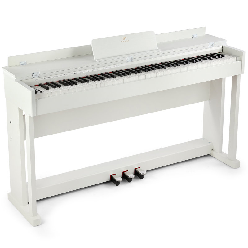 Wooden 88 Key Digital Play Musical Instrument with 3-Pedals, White