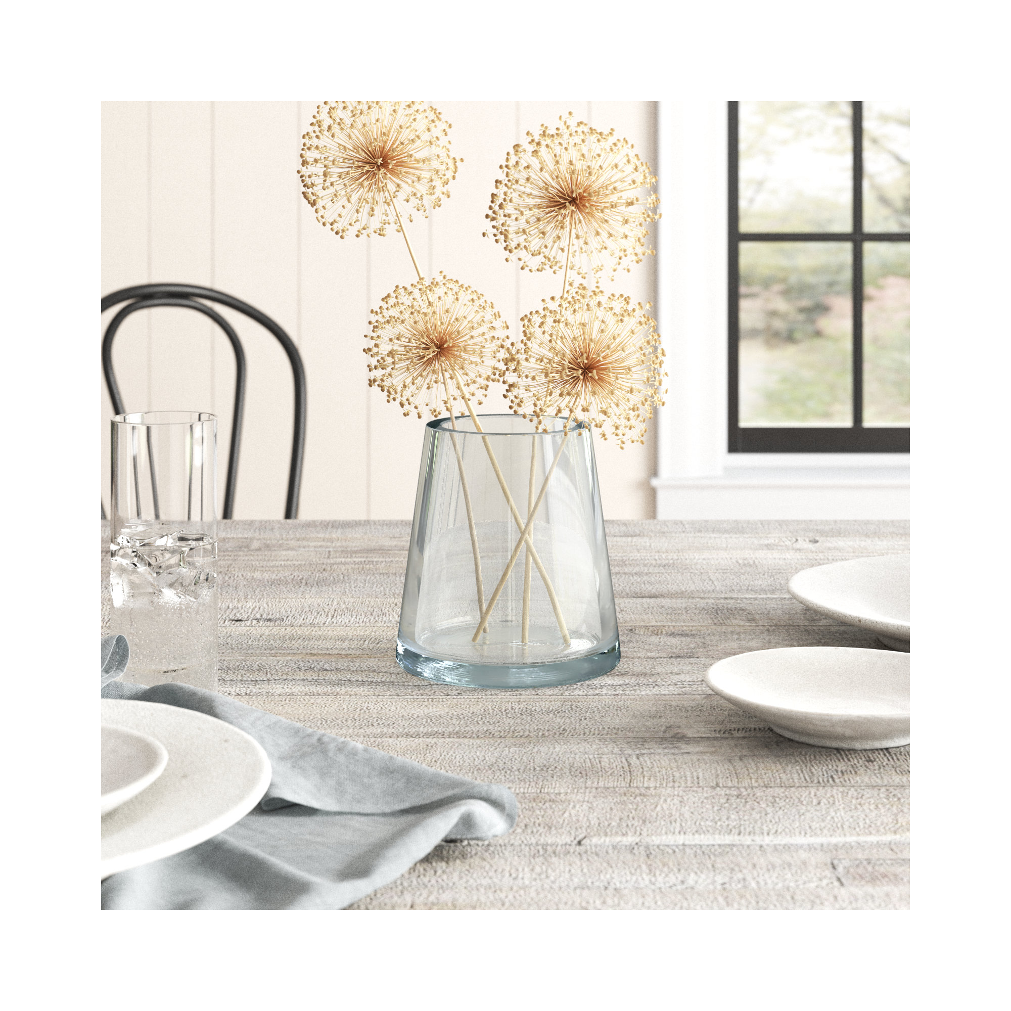 Handmade Glass Table Vase, 6" H x 5.7" W x 5.7" D