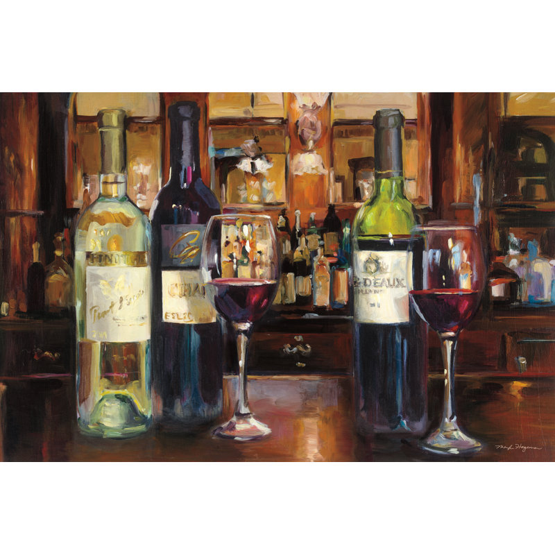 «Reflection of Wine» par Marilyn Hageman - peinture sur toile tendue, H 24 po x l 36 po, Cadre simple érable érable, Yes