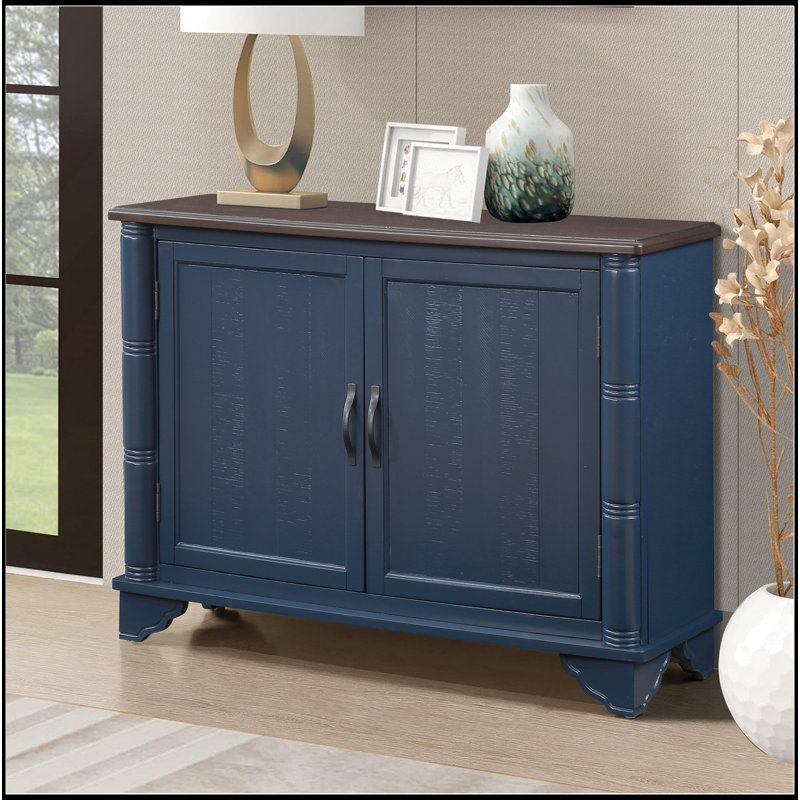 Console de 40 po avec tablette de rangement, table de hall d'entrée rétro avec tablette de rangement réglable, table de canapé pour le couloir, entrée, salon, vestibule, plateau bleu marine et brun