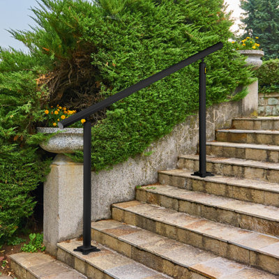 VEVOR Outdoor Stair Railing Kit, 5 FT Handrails for 0-5 Steps Aluminum Stair Hand Rail