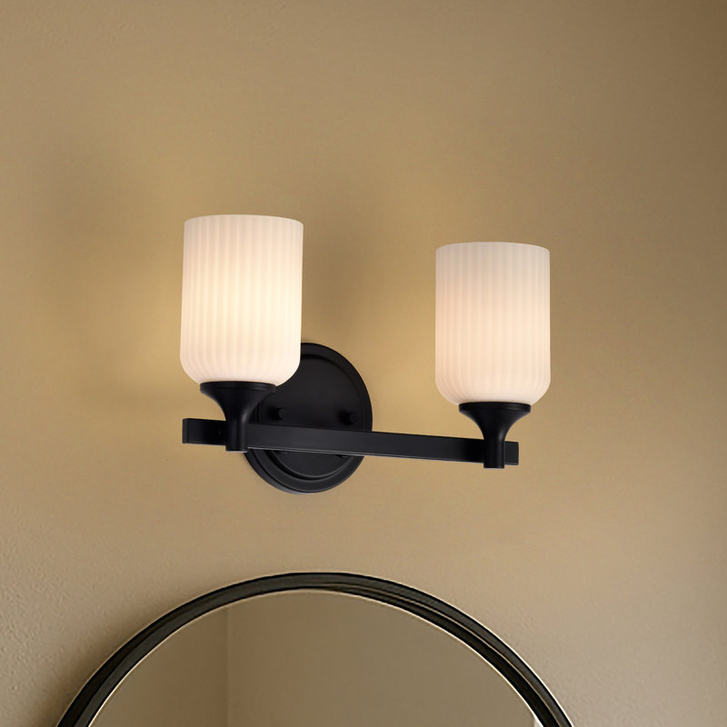 Meuble-lavabo Solara, 13,38 po de largeur, Noir mat, Deux lumières
