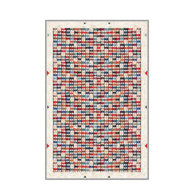 Stylish Woven Carpet, 4 x 6 Feet, 100% Polyester | Antibacterial, 3D Digital Printing, Non-Slip PVC Felt Dot Underside | Machine Washable, 0.4 in Pile Height, Perfect for Living Room & Bedroom Decor