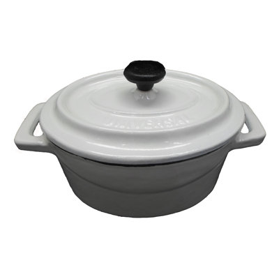 Starcraft 0.38 qt. Non-Stick Enameled Cast Iron Oval Dutch Oven with Lid