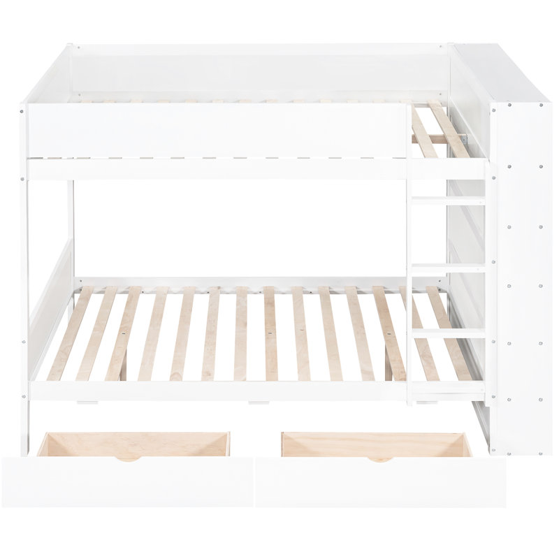 Lit superposé blanc avec tiroirs et armoire pour rangement organisé