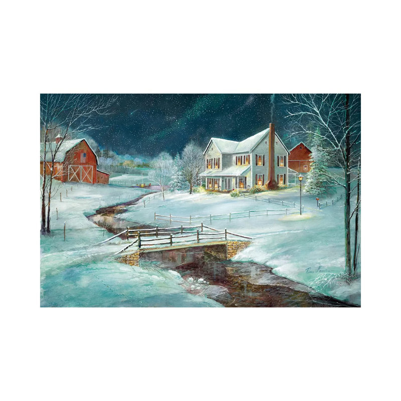 «Winter Serenity» par Ruane Manning - Peinture, Toile tendue, H 26 po x l 40 po x 1,5 po