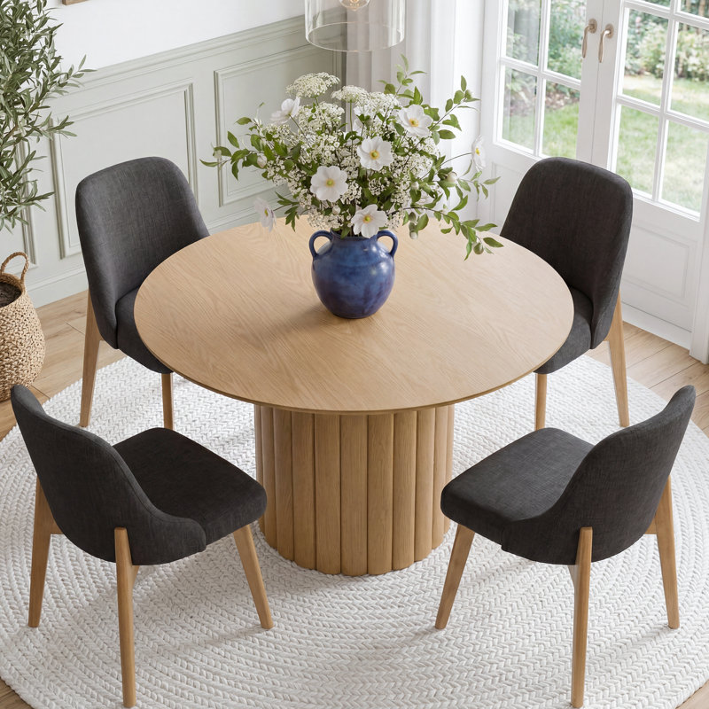 Ensemble de salle à manger moderne pour 4 personnes avec 4 chaises rembourrées, Dark Gray