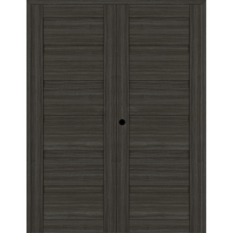 Porte standard à persiennes en bois manufacturé à panneaux, Gris, 31,75 po x 83,23 po