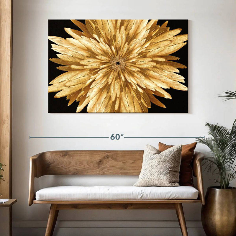 Kerner Gold Feathers Florette, 32" H x 48" W
